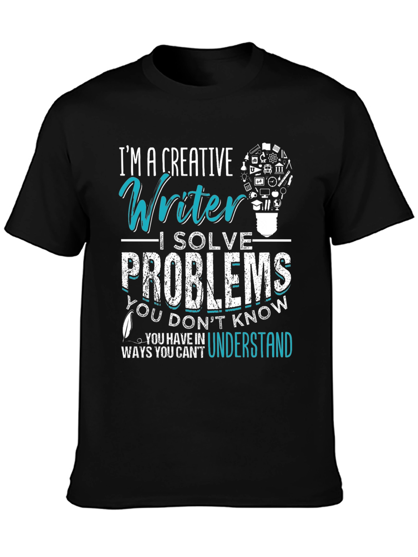 Camiseta Negra con Diseño para Escritores Creativos