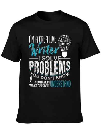 Camiseta Negra con Diseño para Escritores Creativos