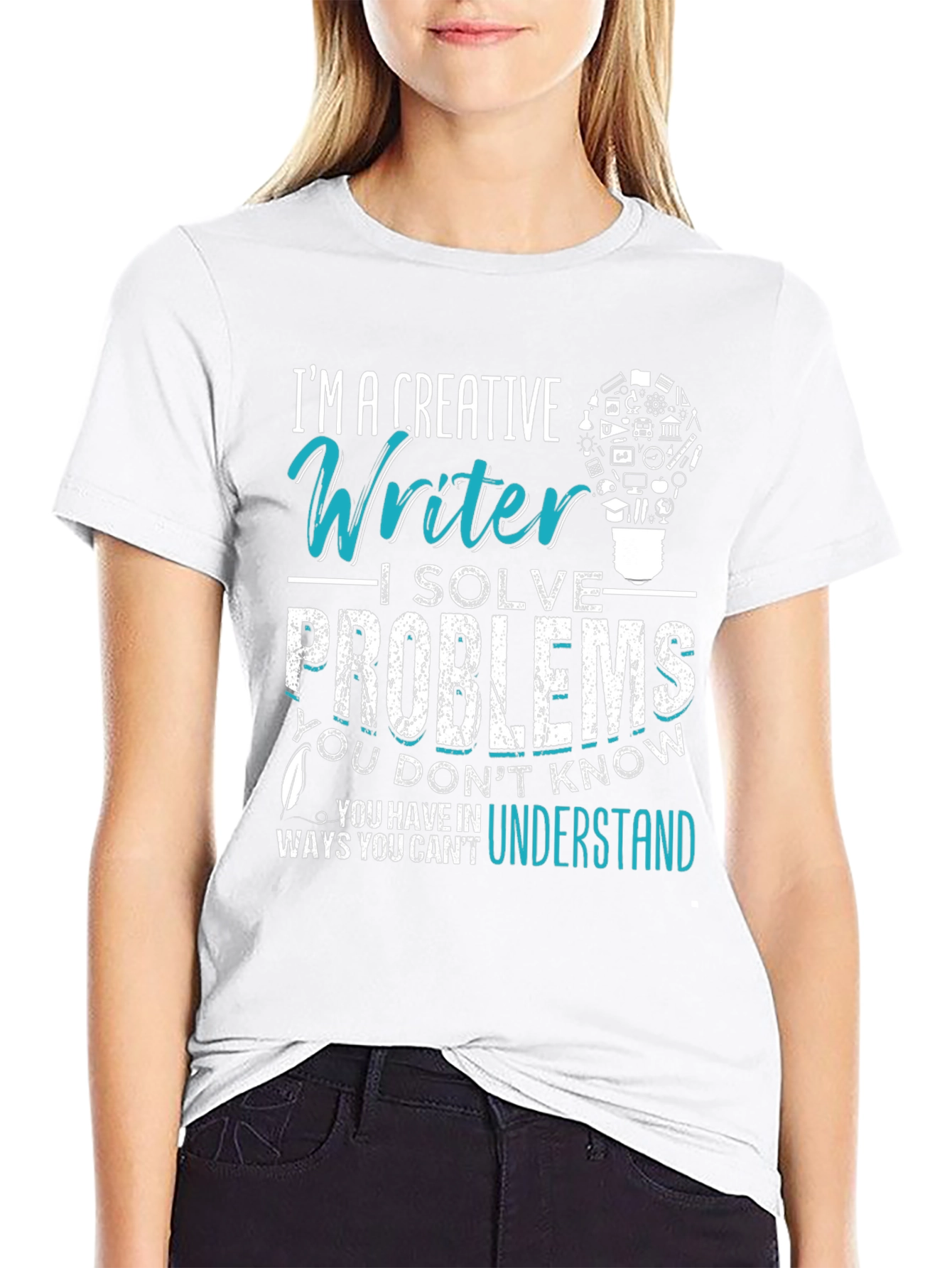 Camiseta Negra con Diseño para Escritores Creativos
