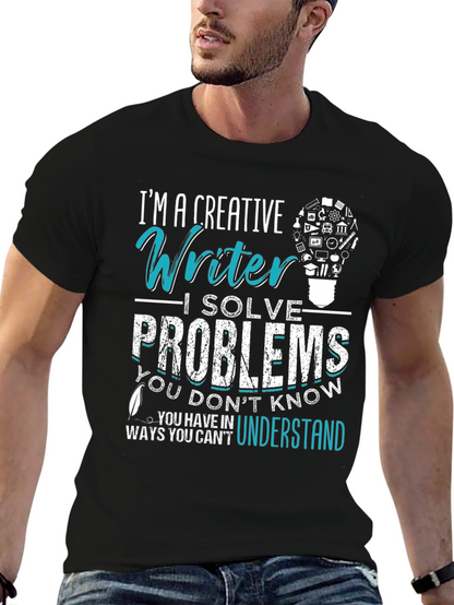 Camiseta Negra con Diseño para Escritores Creativos