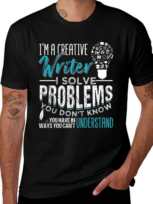 Camiseta Negra con Diseño para Escritores Creativos