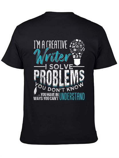 Camiseta Negra con Diseño para Escritores Creativos