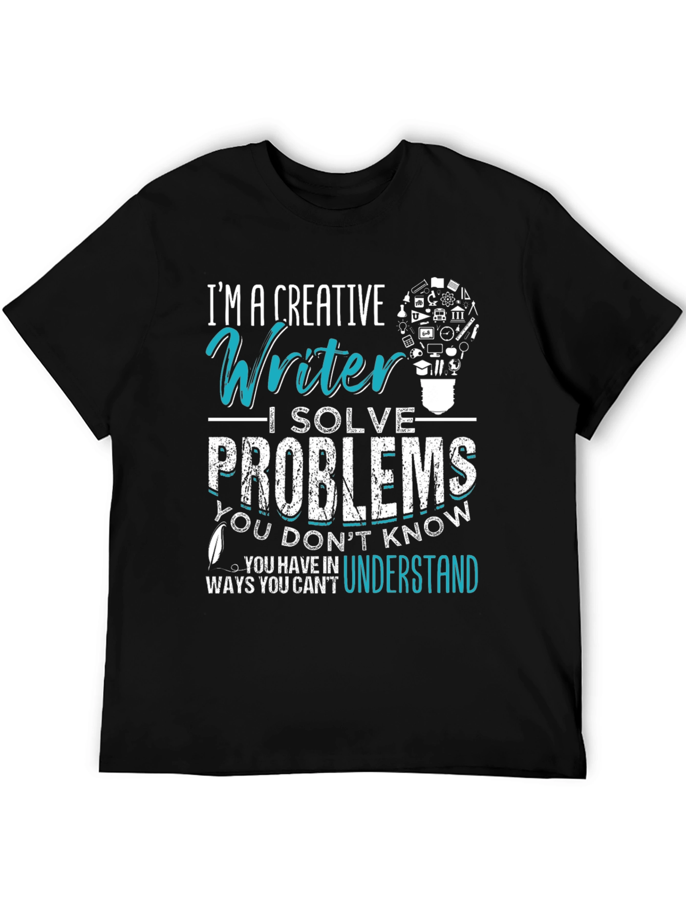 Camiseta Negra con Diseño para Escritores Creativos