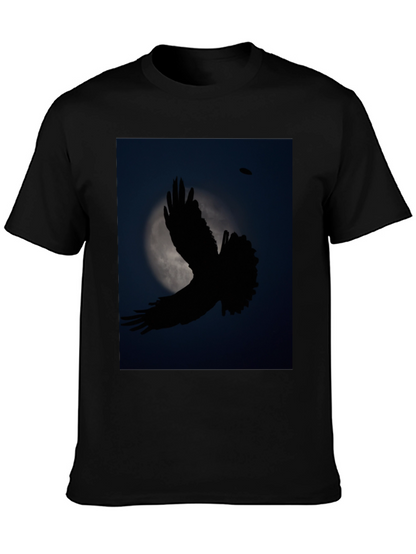 Camiseta Negra con Diseño de Ave Nocturna