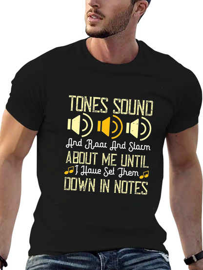 Camiseta Negra con Diseño de Música