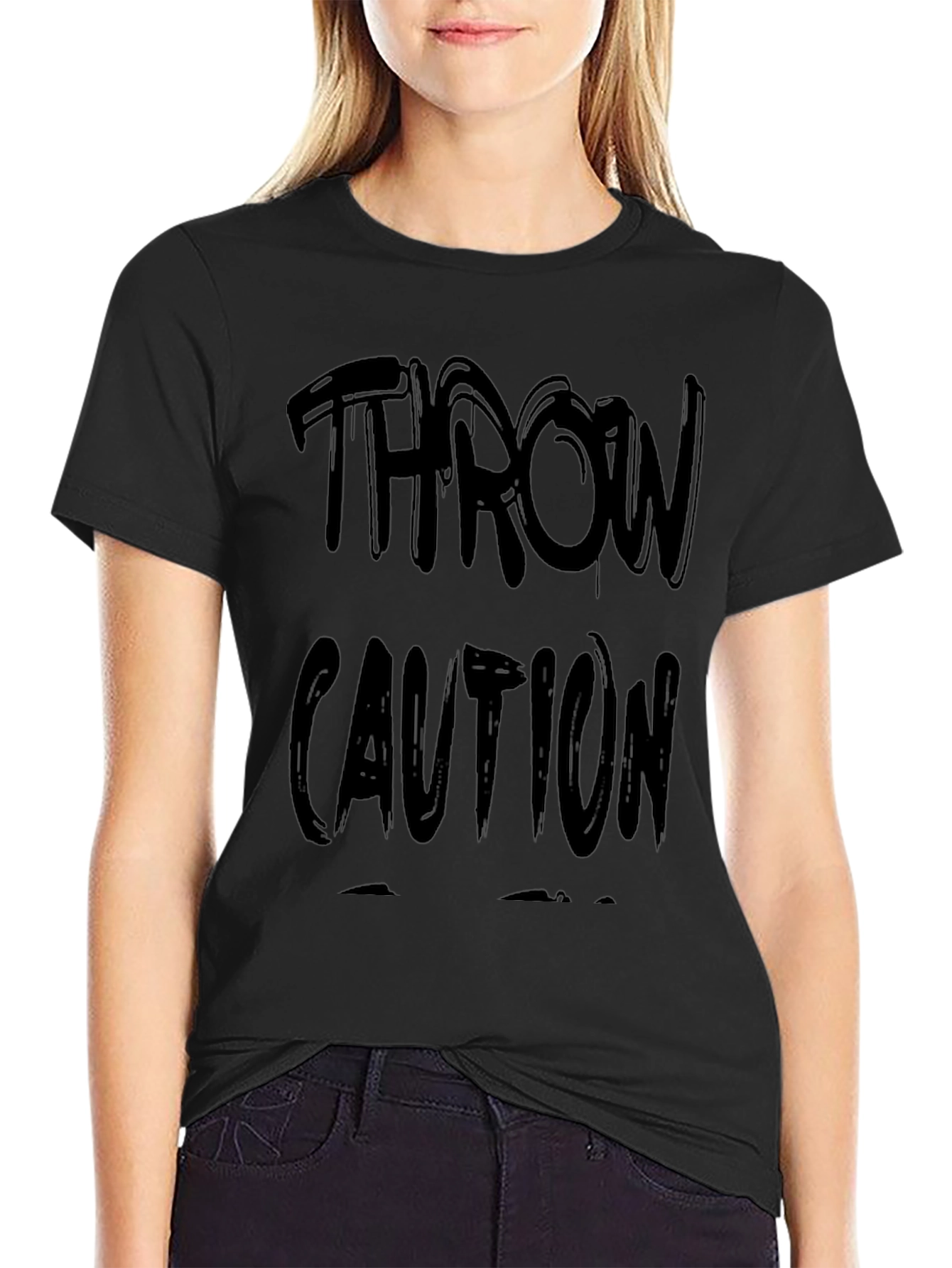 Camiseta Negra Throw Caution Casual