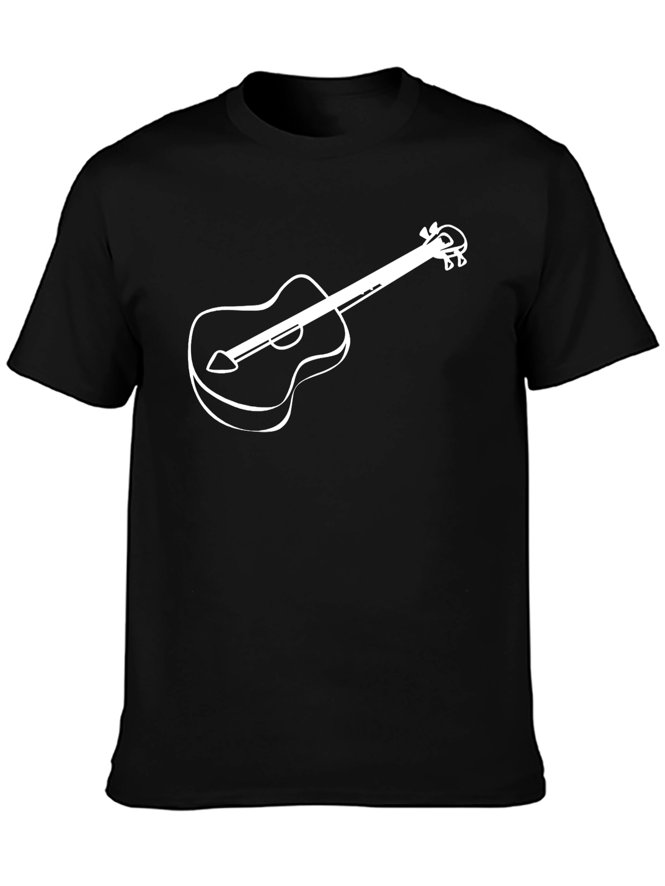 Camiseta Negra con Diseño de Guitarra Blanca