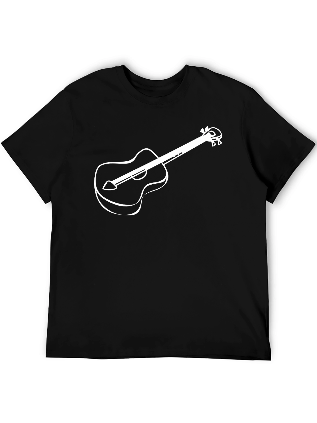 Camiseta Negra con Diseño de Guitarra Blanca