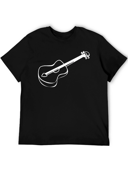 Camiseta Negra con Diseño de Guitarra Blanca