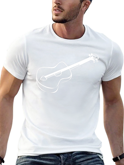Camiseta Negra con Diseño de Guitarra Blanca