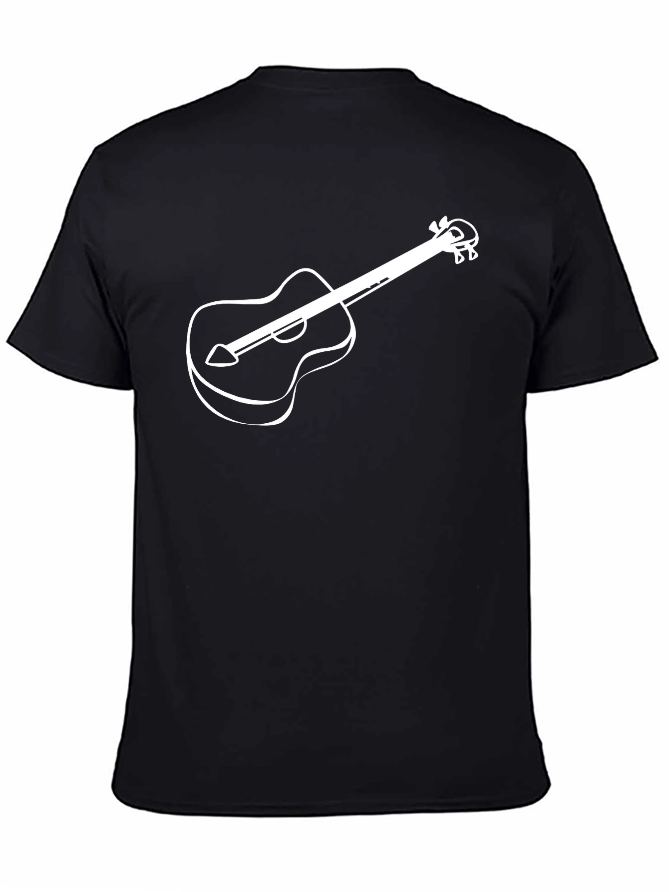 Camiseta Negra con Diseño de Guitarra Blanca