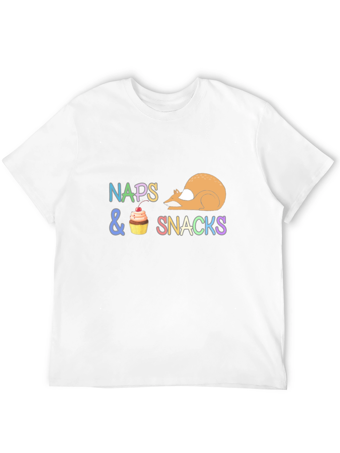 Camiseta Negra con Diseño Divertido Naps & Snacks