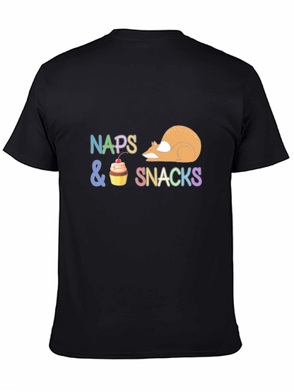 Camiseta Negra con Diseño Divertido Naps & Snacks