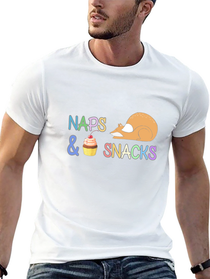 Camiseta Negra con Diseño Divertido Naps & Snacks