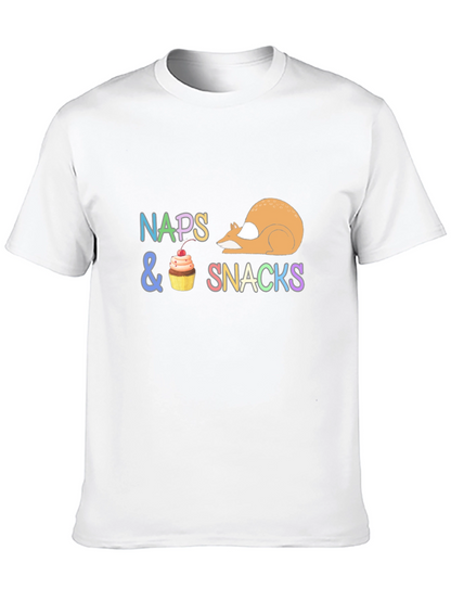 Camiseta Negra con Diseño Divertido Naps & Snacks
