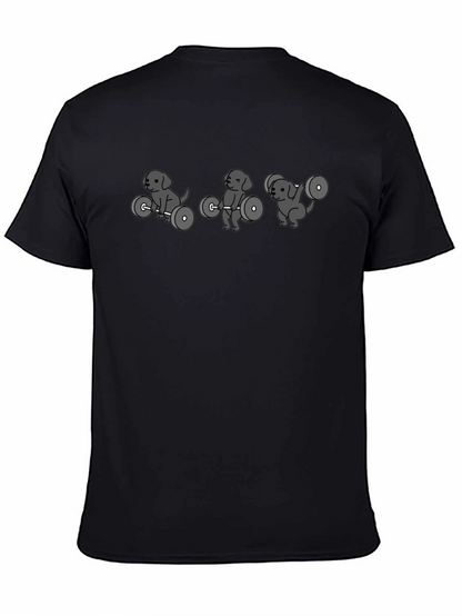 Camiseta Negra con Diseño de Perros Levantando Pesas