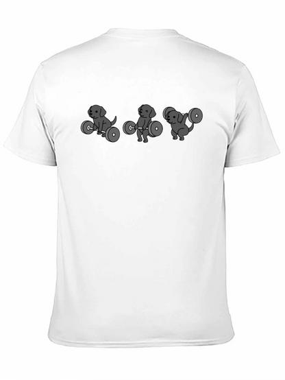 Camiseta Negra con Diseño de Perros Levantando Pesas