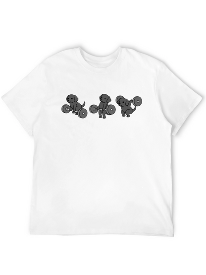 Camiseta Negra con Diseño de Perros Levantando Pesas
