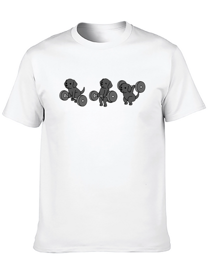 Camiseta Negra con Diseño de Perros Levantando Pesas