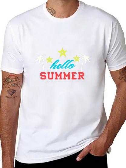 Camiseta Negra Estampada Hello Summer