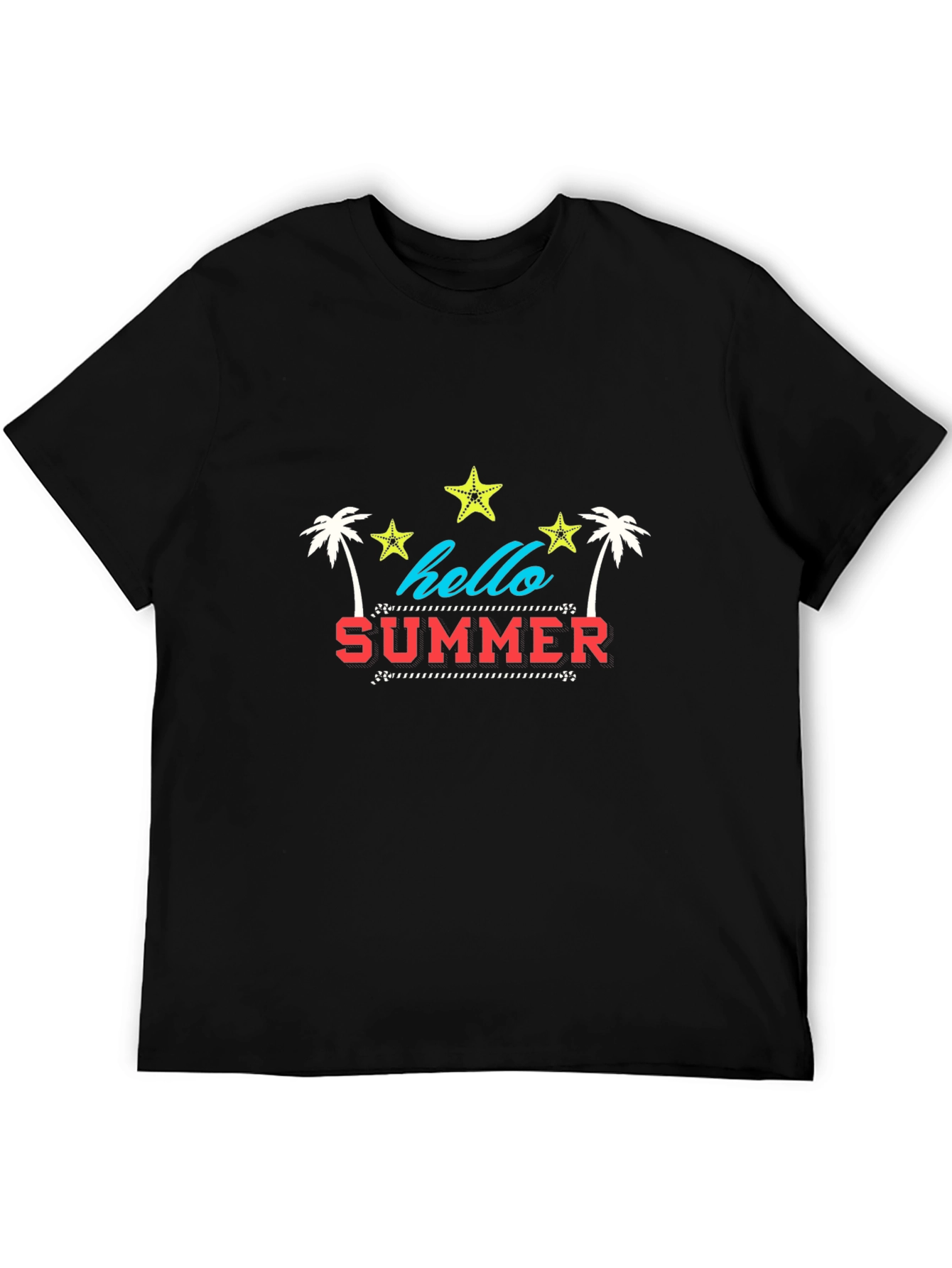 Camiseta Negra Estampada Hello Summer