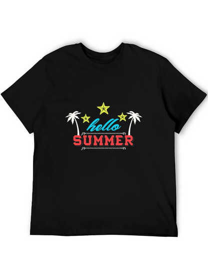 Camiseta Negra Estampada Hello Summer