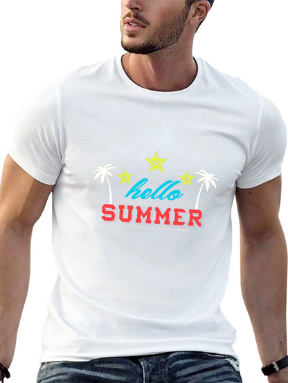 Camiseta Negra Estampada Hello Summer