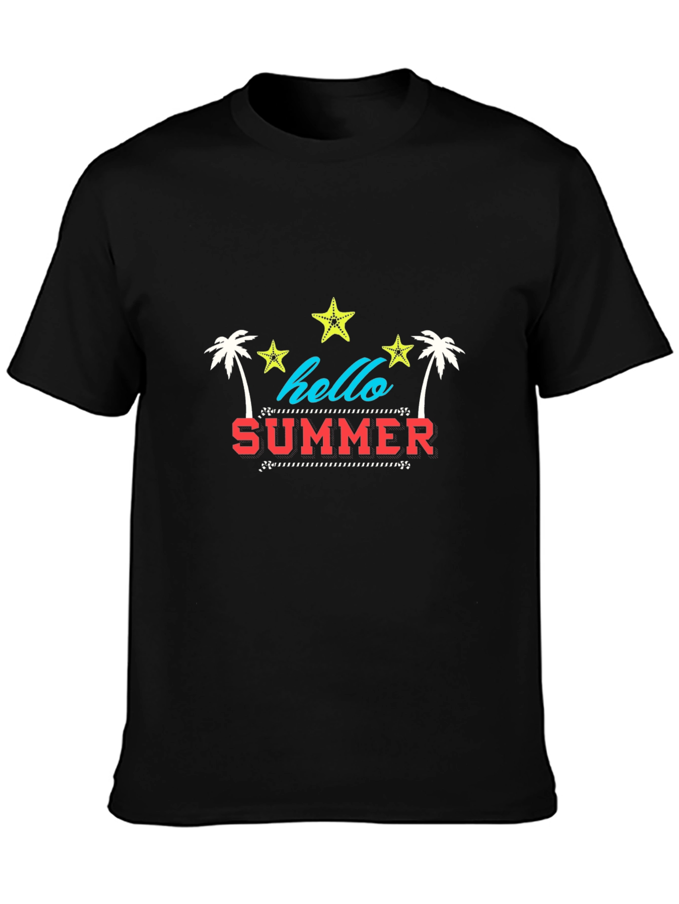 Camiseta Negra Estampada Hello Summer