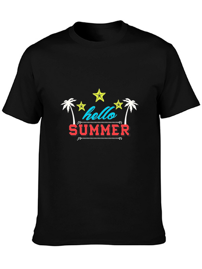Camiseta Negra Estampada Hello Summer
