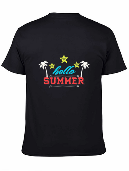 Camiseta Negra Estampada Hello Summer