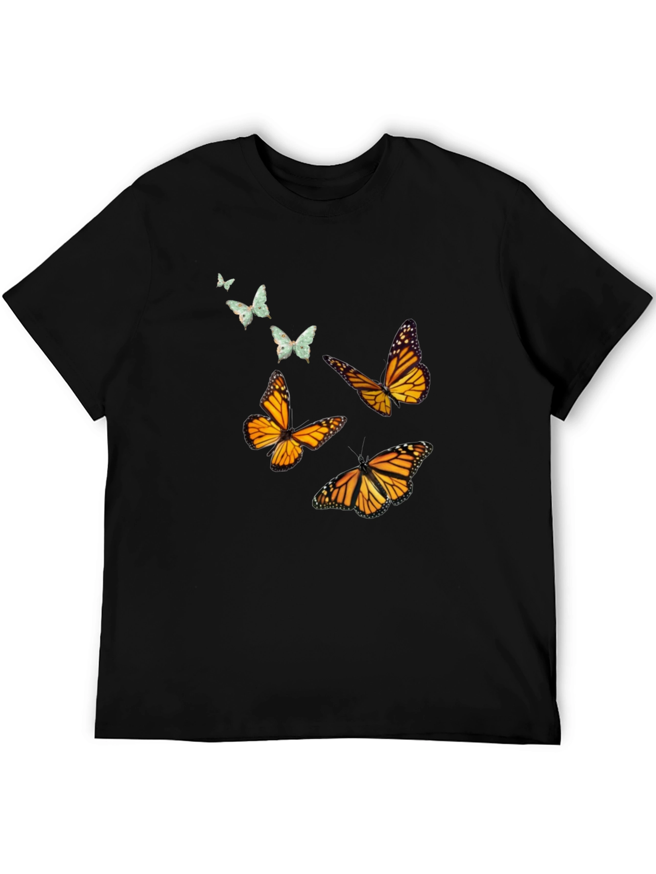 Camiseta Negra con Mariposas Monarca