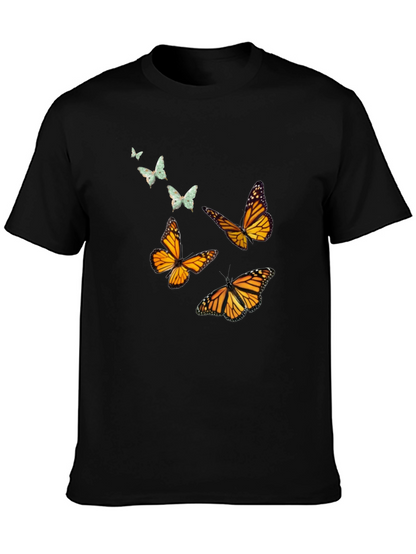 Camiseta Negra con Mariposas Monarca