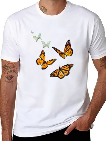 Camiseta Negra con Mariposas Monarca