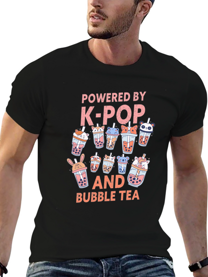 Camiseta Negra K-Pop y Bubble Tea
