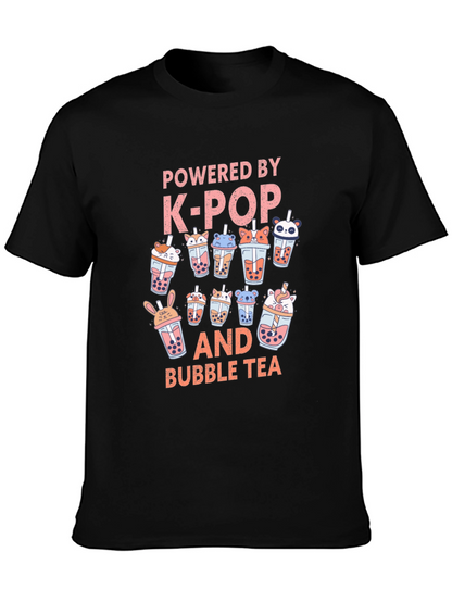 Camiseta Negra K-Pop y Bubble Tea