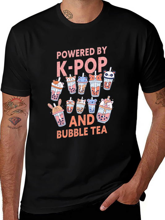 Camiseta Negra K-Pop y Bubble Tea