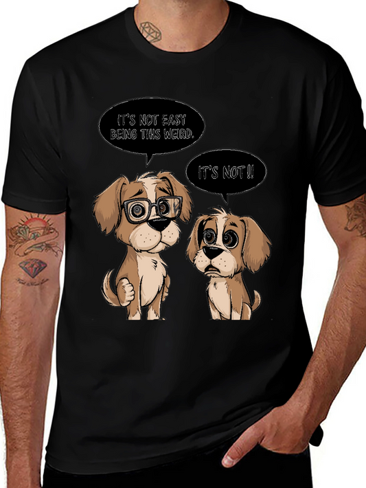 Camiseta Negra con Diseño de Perros Es No Fácil Ser Raro