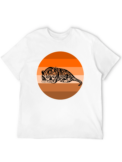 Camiseta Negra con Tigre Abstracto Naranja