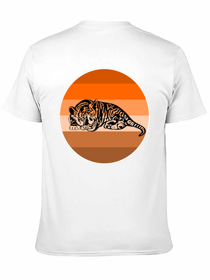 Camiseta Negra con Tigre Abstracto Naranja