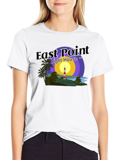 Camiseta Negra con Diseño de Faro East Point