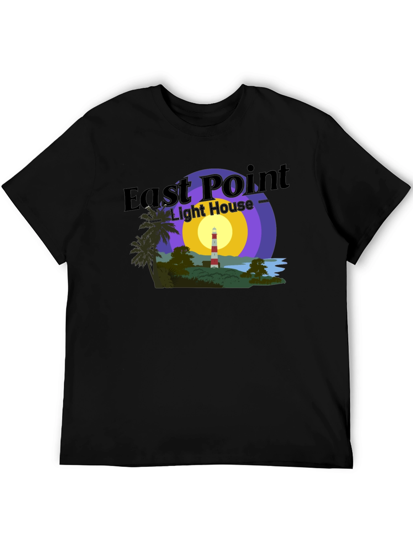 Camiseta Negra con Diseño de Faro East Point