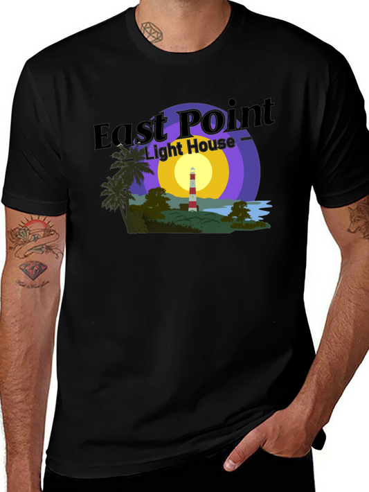 Camiseta Negra con Diseño de Faro East Point
