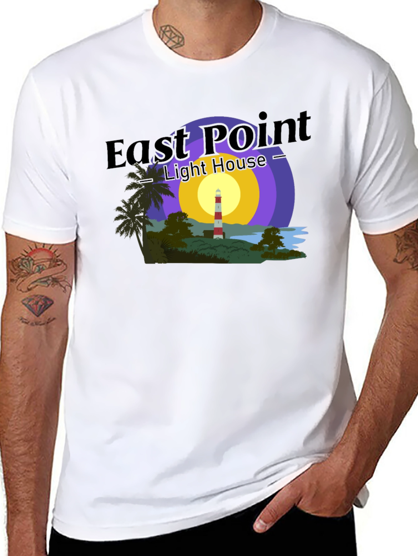 Camiseta Negra con Diseño de Faro East Point