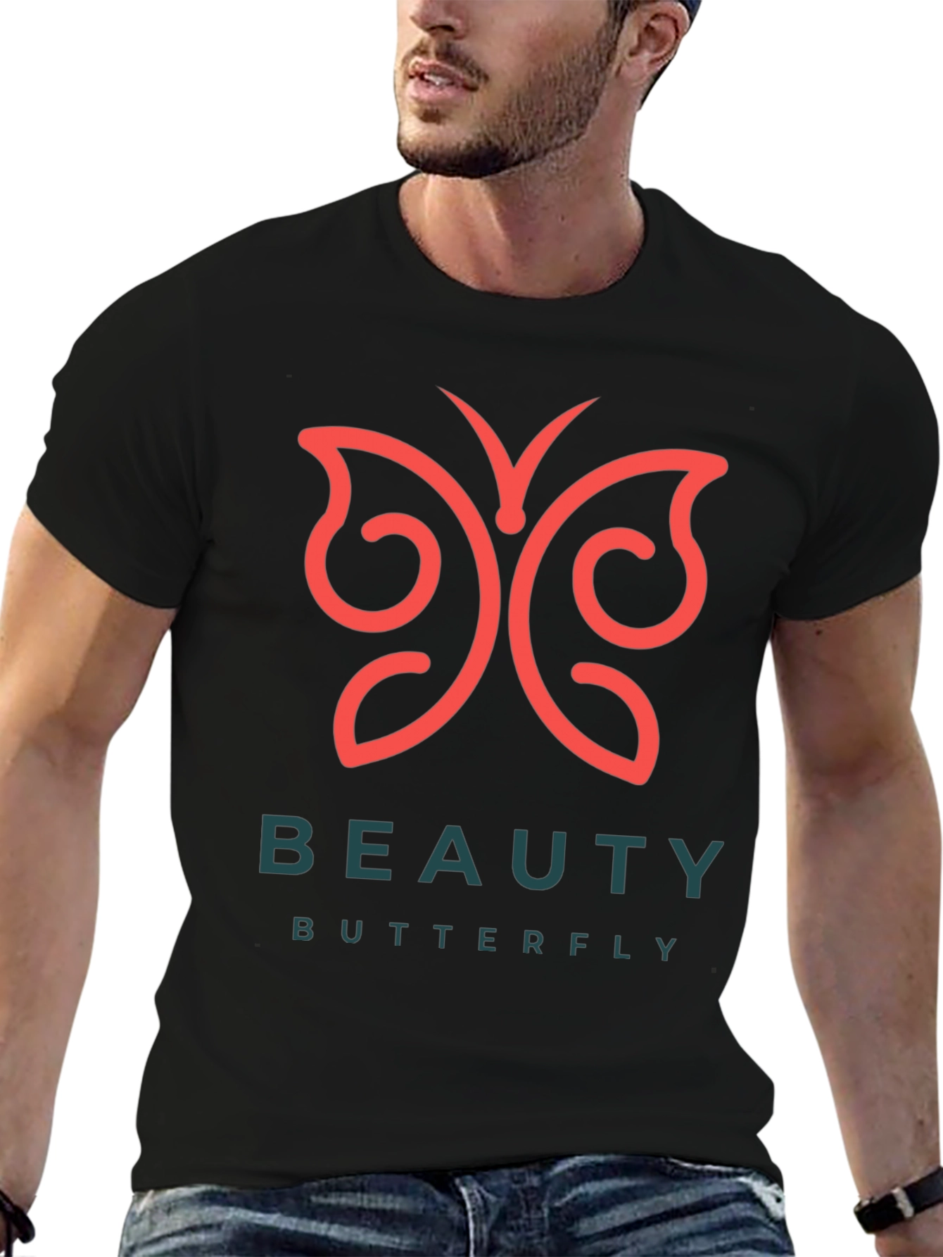 Camiseta Negra Beauty Butterfly para Hombre