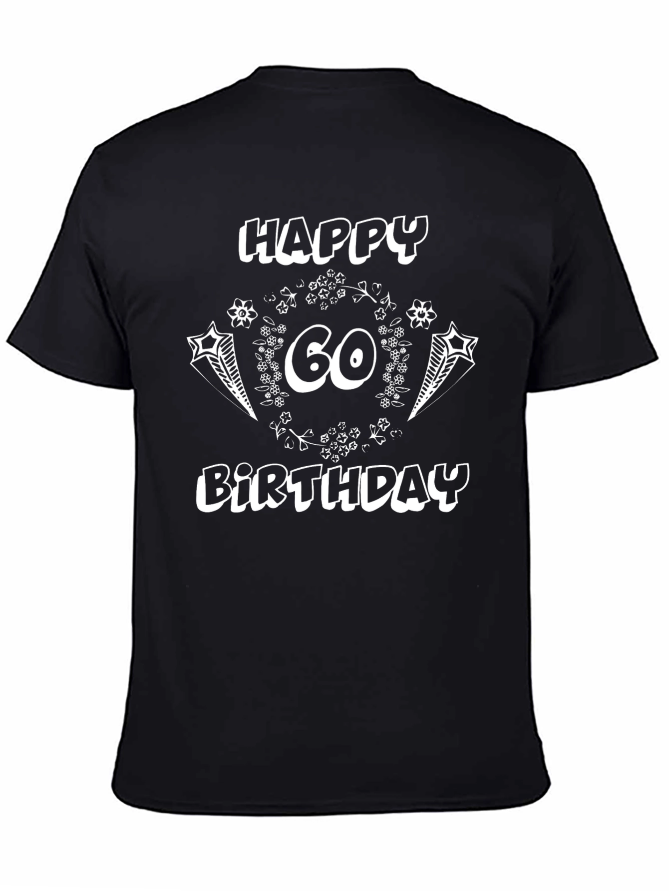 Camiseta Negra Feliz 60 Cumpleaños