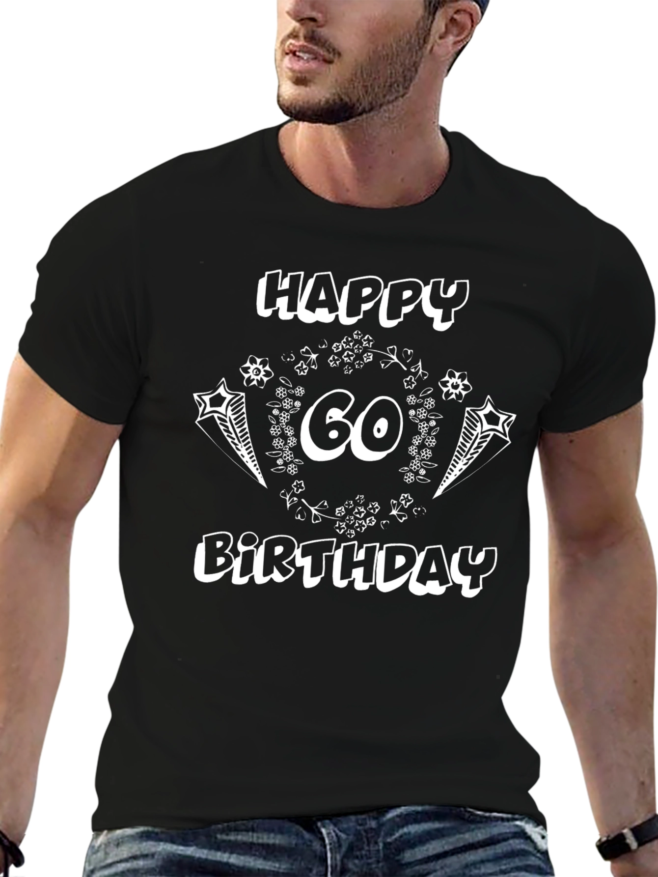 Camiseta Negra Feliz 60 Cumpleaños