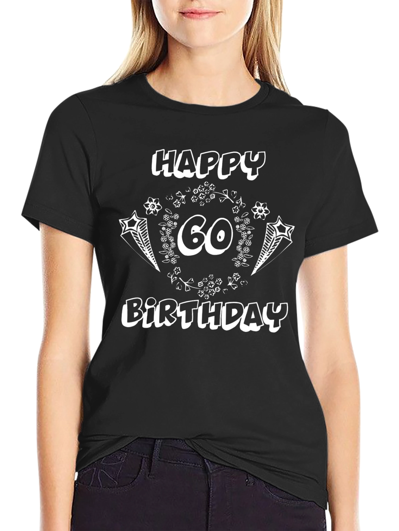 Camiseta Negra Feliz 60 Cumpleaños