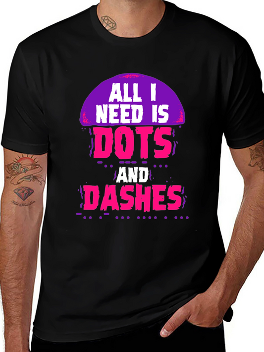 Camiseta Negra Dots and Dashes para Amantes de la Programación