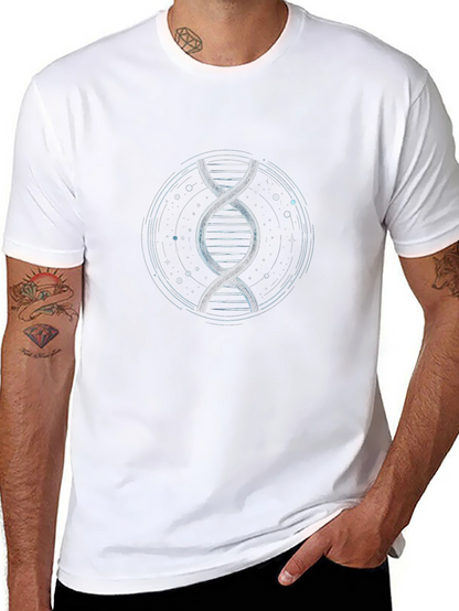 Camiseta Negra con Diseño ADN Espiral Circular