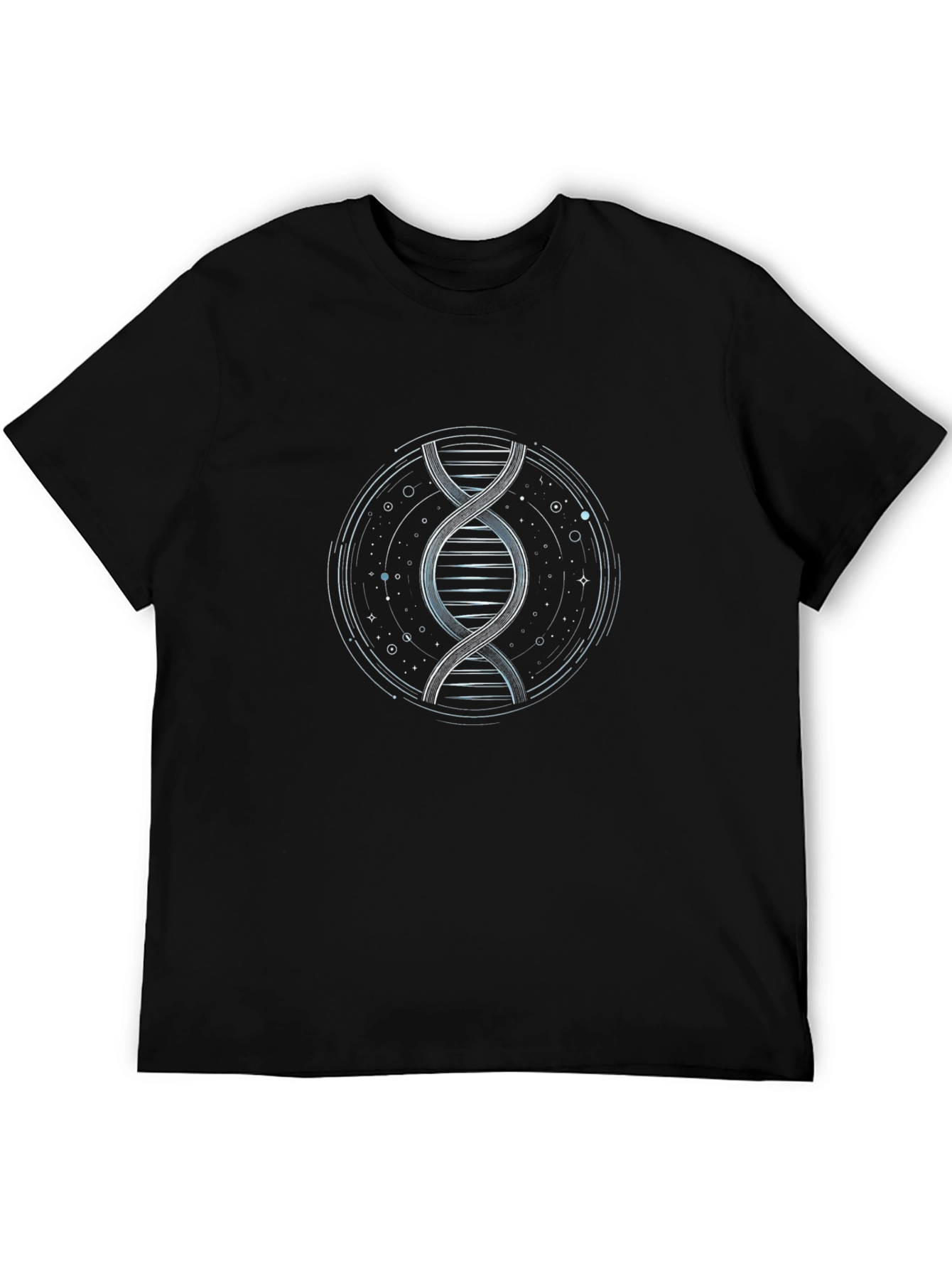 Camiseta Negra con Diseño ADN Espiral Circular
